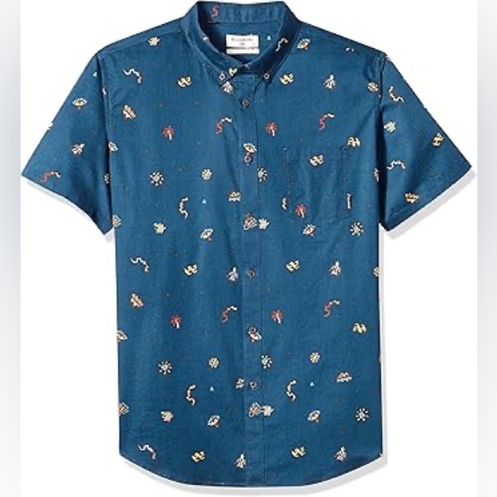 Billabong Men's navy  Patterned Casual Shirt large